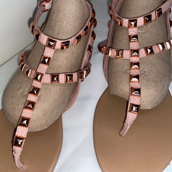 BCBGeration Rose Gold Studded Sandals Size 9M - Picture 2 of 2
